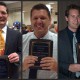 This photo shows three South Hills instructors holding awards