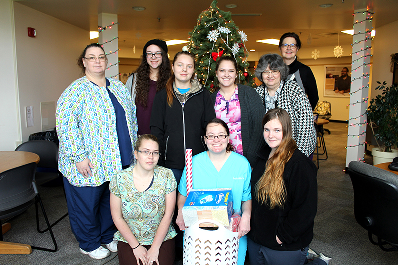 Health Careers Club Members with donations for Women's Resource Center
