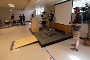 Engineering Technology students testing their robots