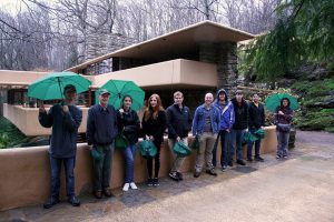 Engineering Technology students outside of the Fallingwater House