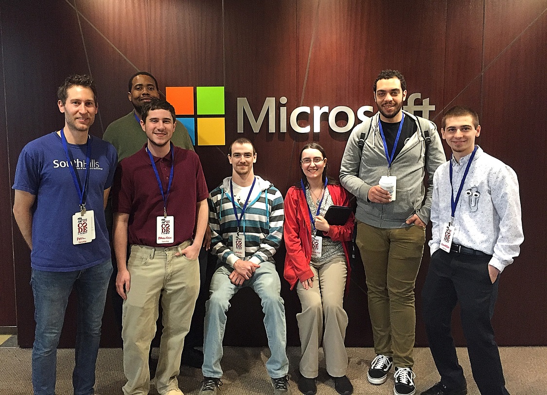 Left to Right – IT Instructor Guido Santella with students Marceal Moultrie, Brandon Hazenstab, Jason Schopp, Shedaisy King, Omar Brown, and Cameron Buynack.