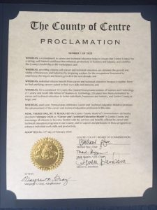 A photo of the February 2020 CTE Month Proclamation