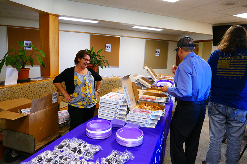 Pizza party at the State College main campus with Grand Canyon University