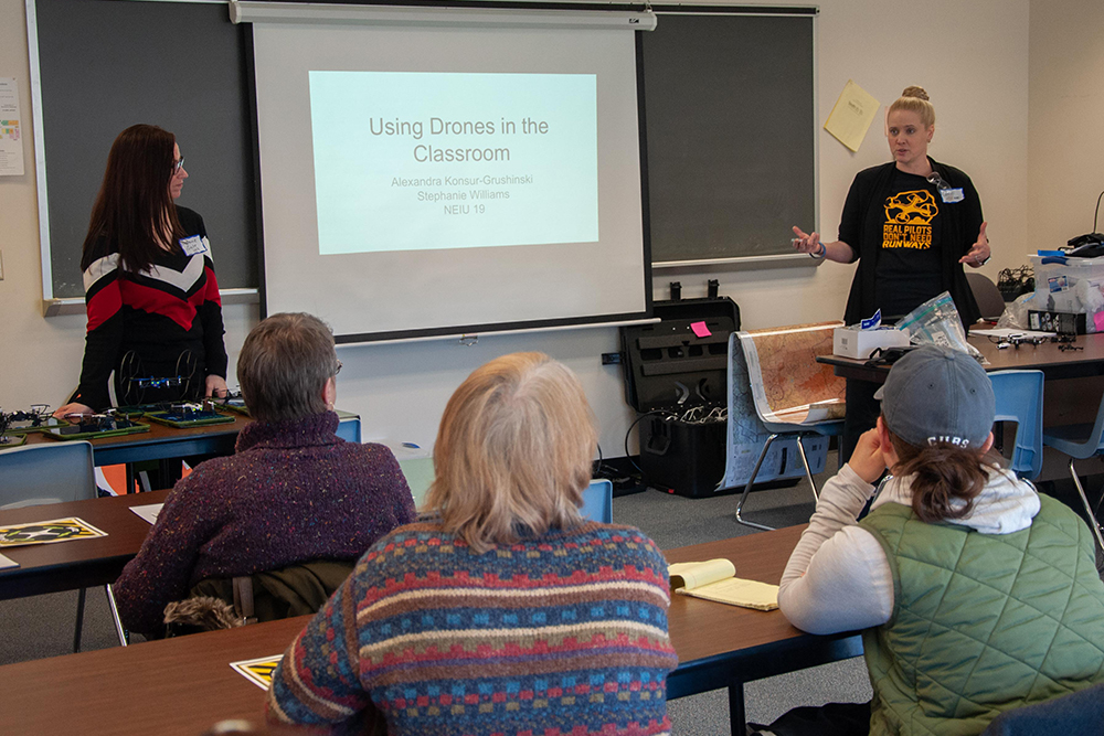 PAECT/SHSBT workshop instructors, Alexandra Konsur-Grushinski and Stephanie Williams, discuss their experiences implementing drone use in the classroom.
