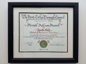 This photo shows the Arnold Addison Award